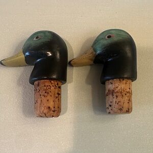 Vintage Hand Painted Duck Head Wine Bottle Stoppers